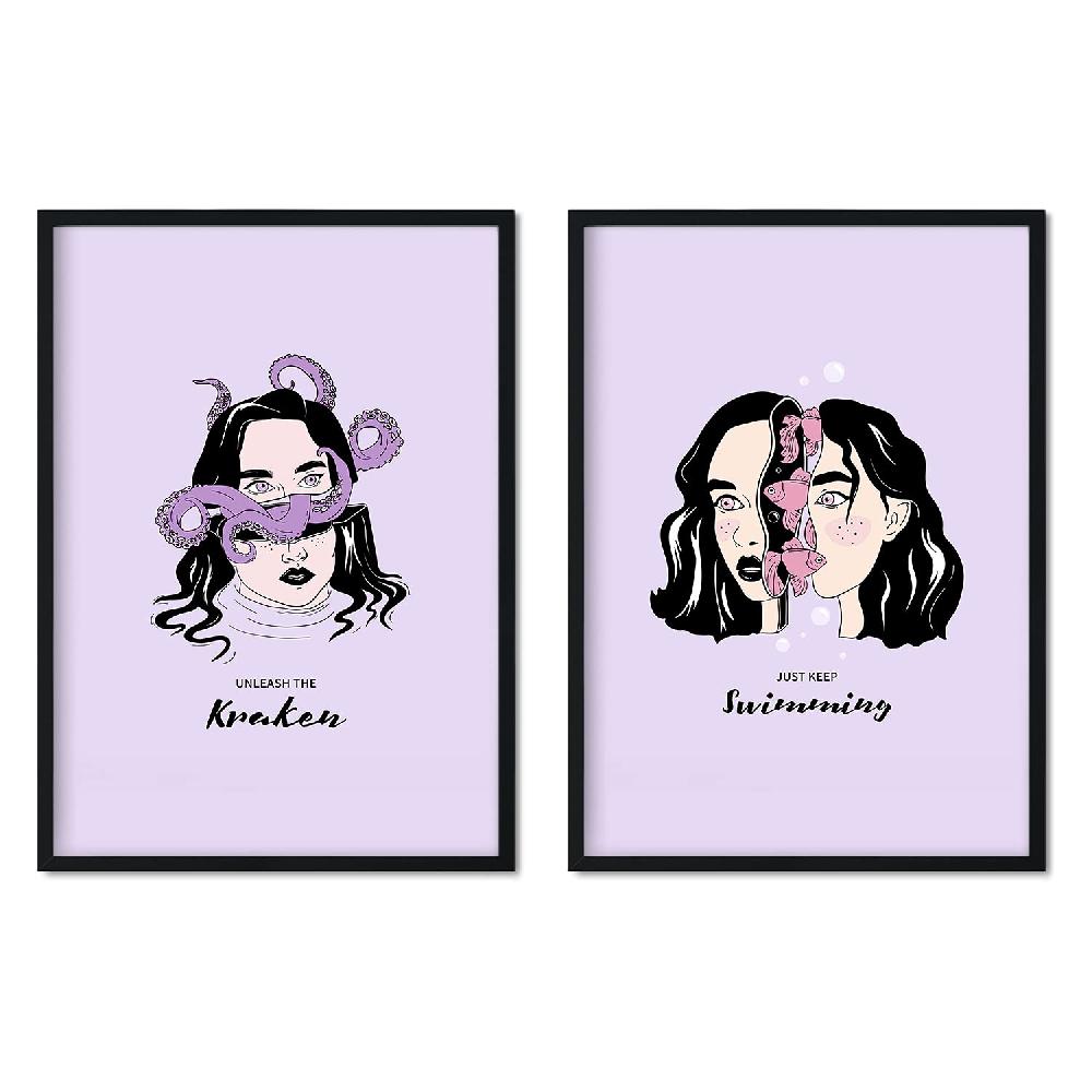 nacnic Set de láminas Artísticas de Cabezas de Mujer y Océano