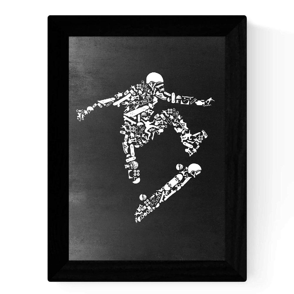 Nacnic Set De Láminas Calaveras Y Skate En Blanco Y Negro