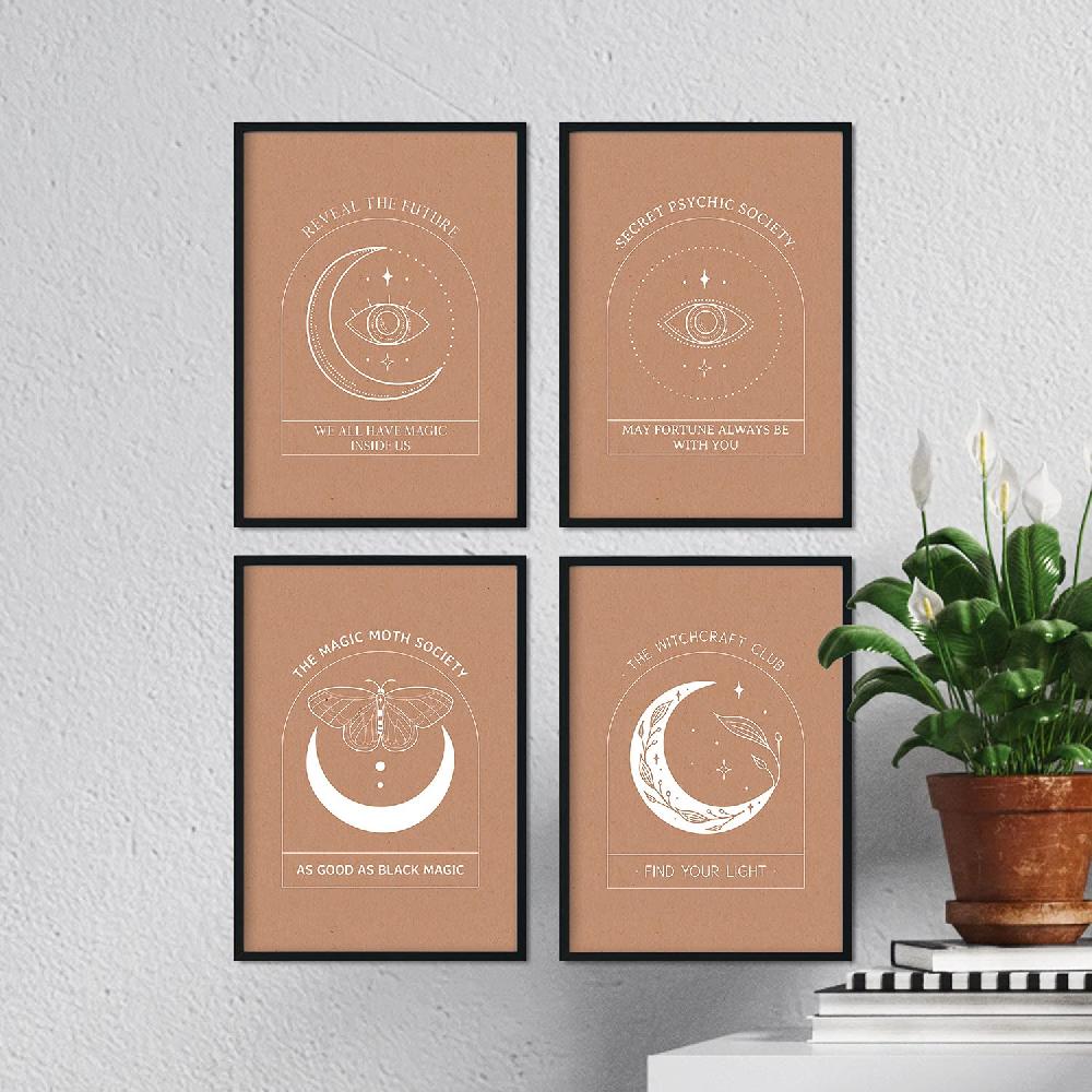 Nacnic Set De Láminas De Arte Abstracto Floral En Tonos Tierra De La Colección Mística