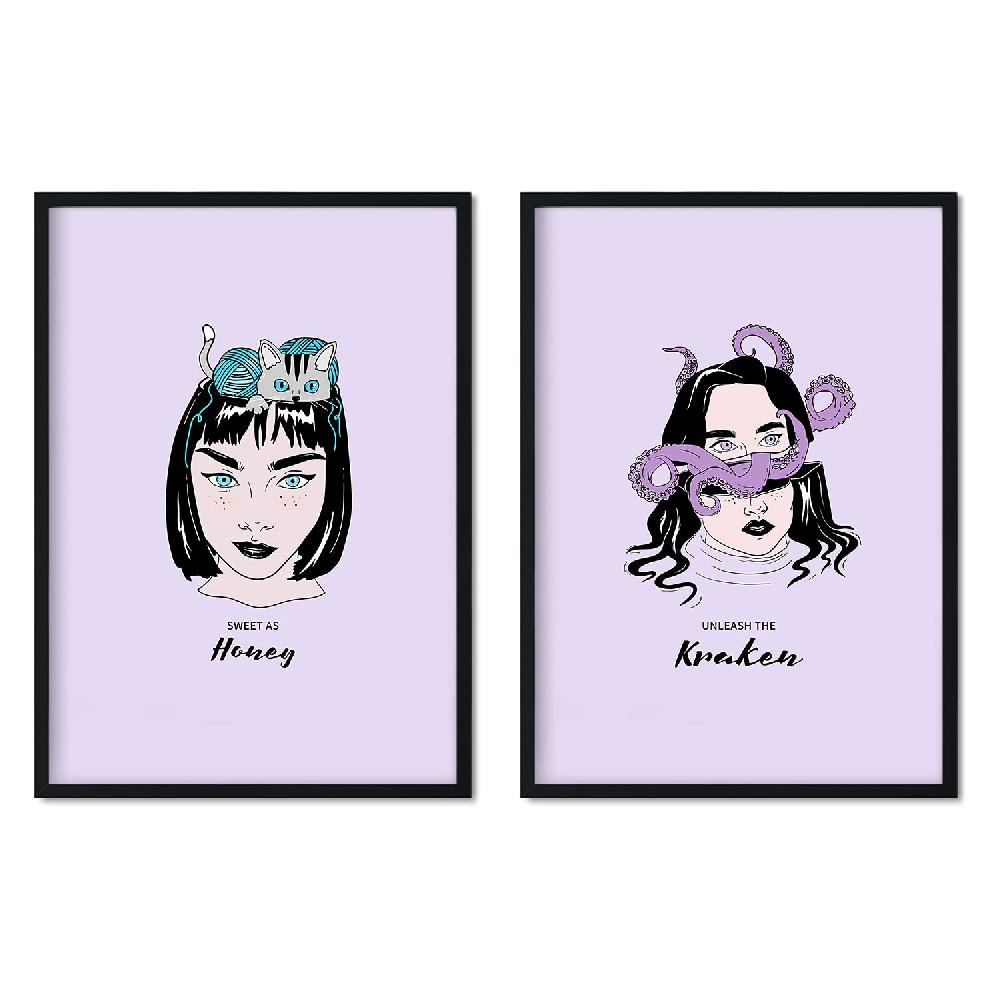nacnic Set de láminas de cabezas de mujer artísticas
