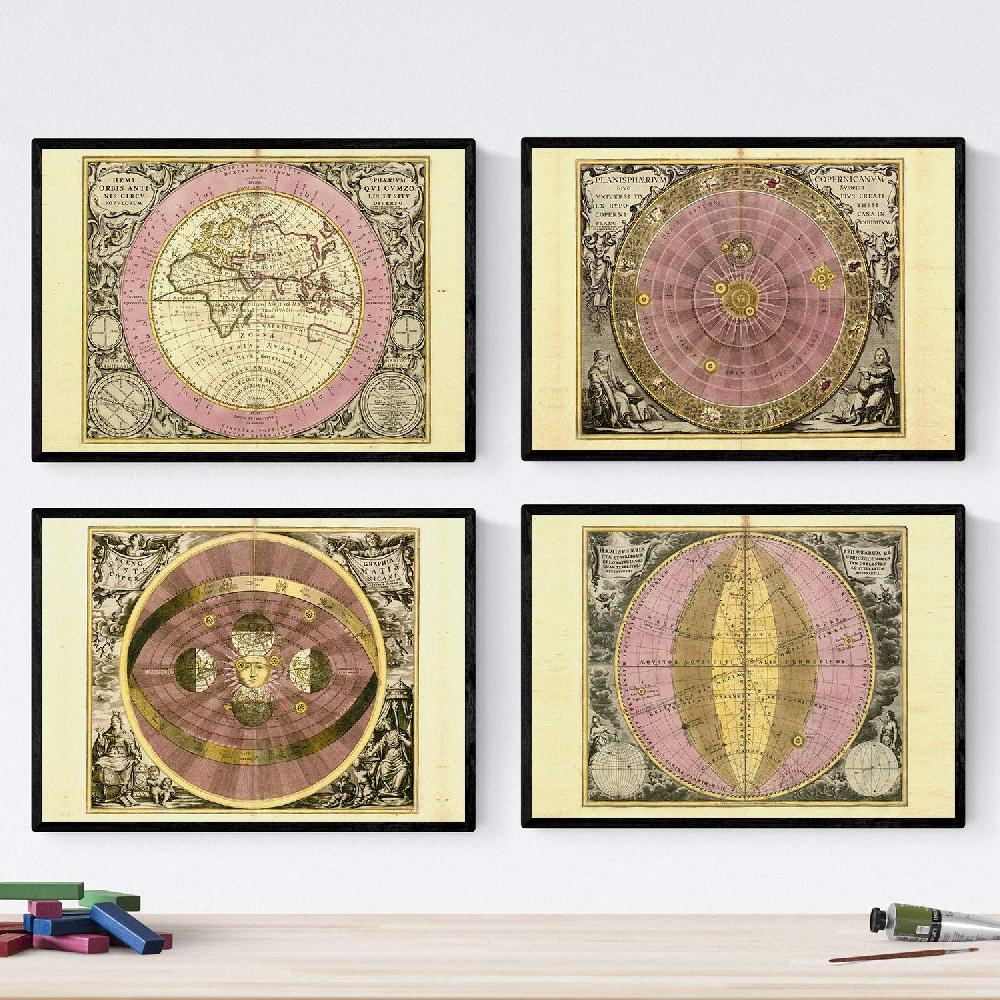 nacnic Set de láminas de mapas astronómicos antiguos