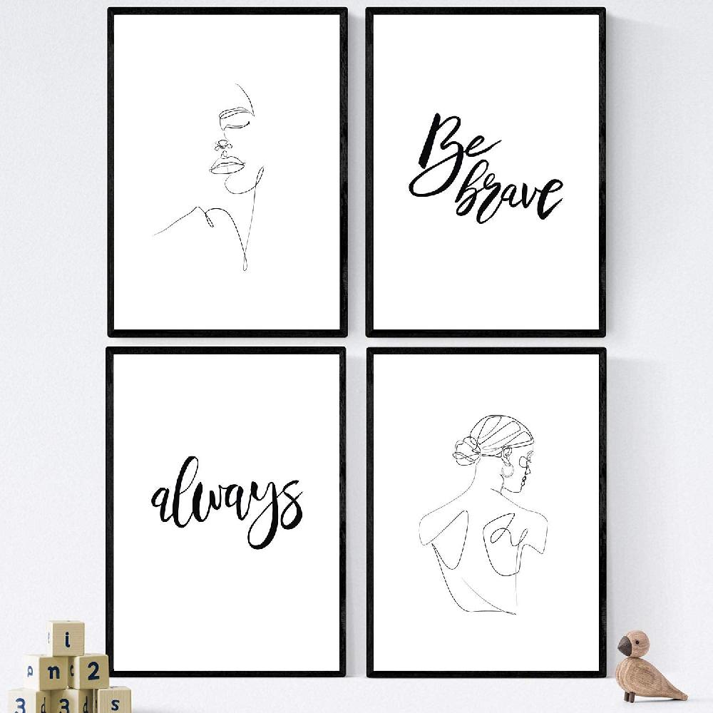nacnic Set de láminas de mensajes felices y dibujos a un solo trazo