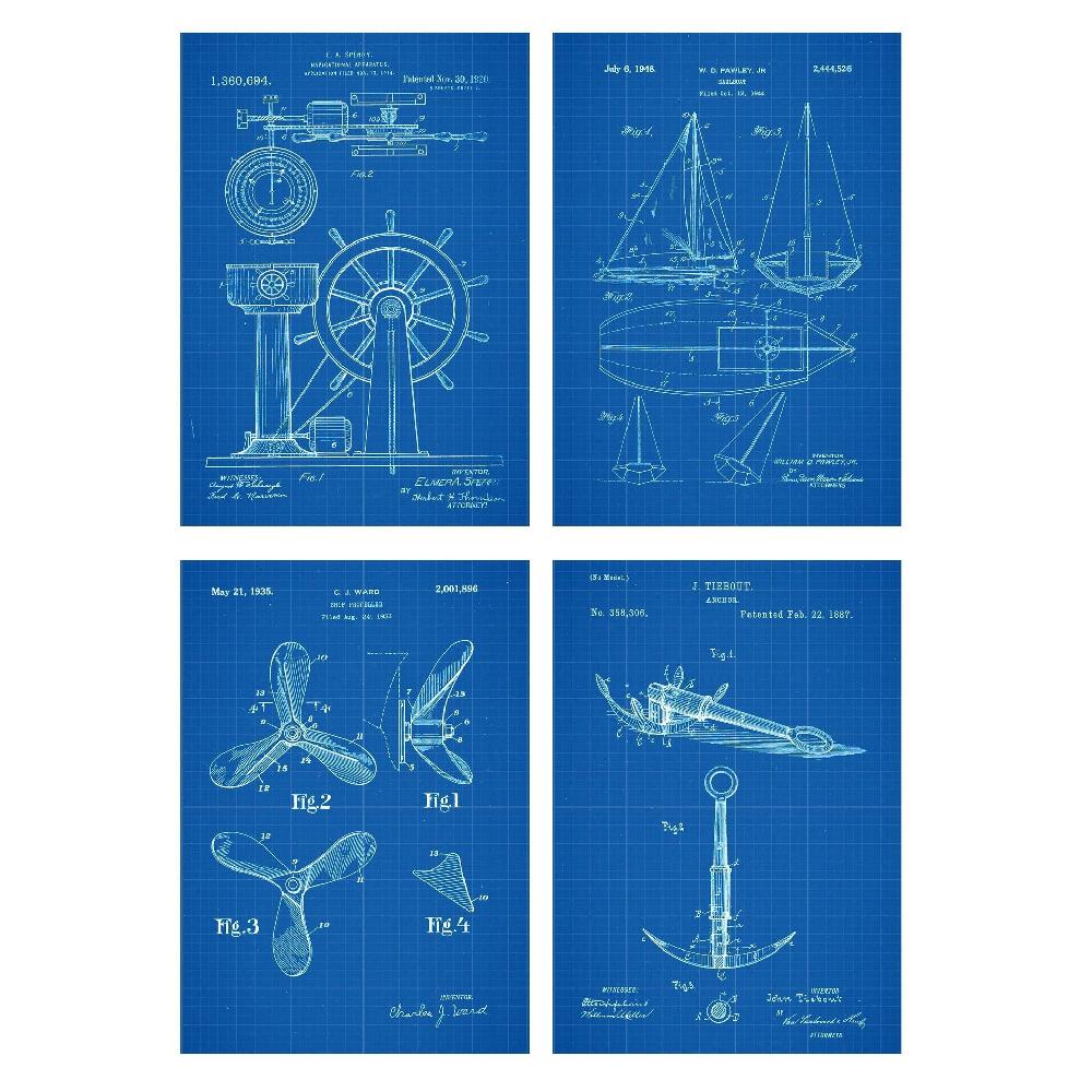 nacnic Set de Láminas de Patentes de Barcos - Blueprint