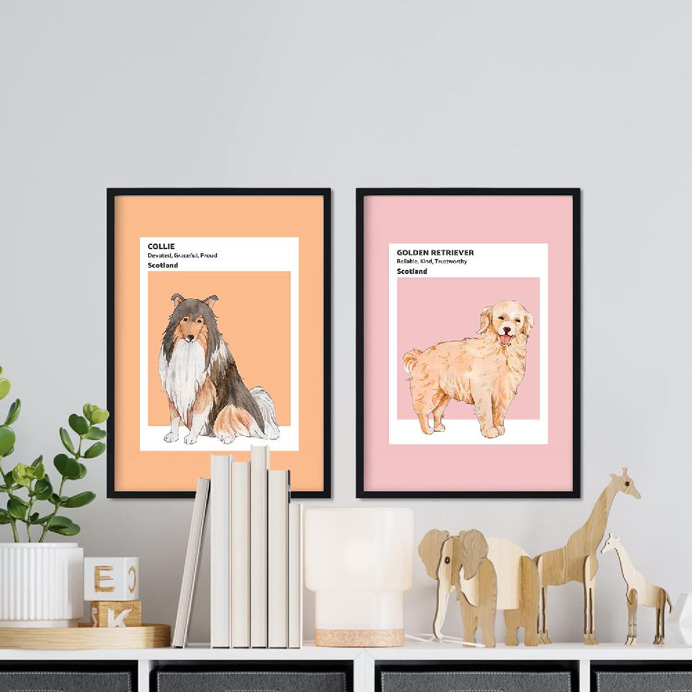 Nacnic Set De Láminas De Perros Escoceses En Tonos Cálidos Y Pastel