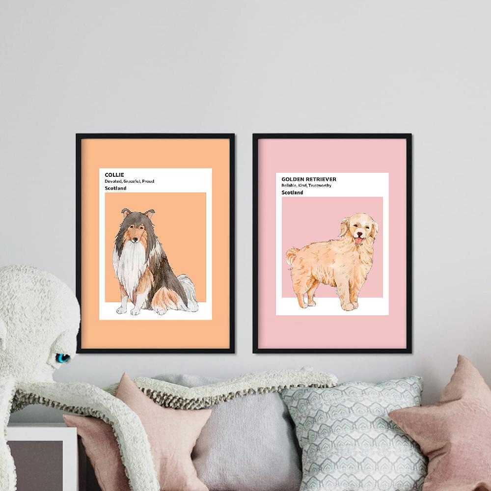 Nacnic Set De Láminas De Perros Escoceses En Tonos Cálidos Y Pastel