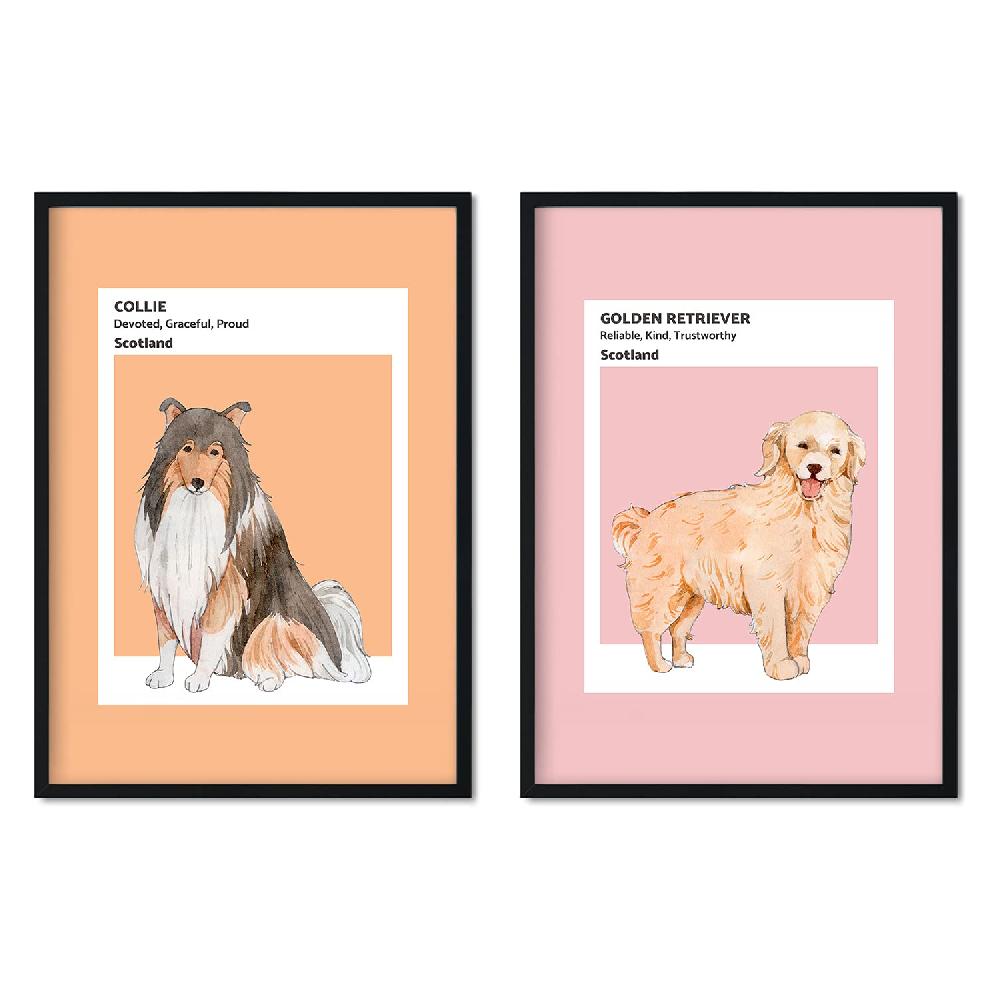 nacnic Set de Láminas de Perros Escoceses en Tonos Cálidos y Pastel