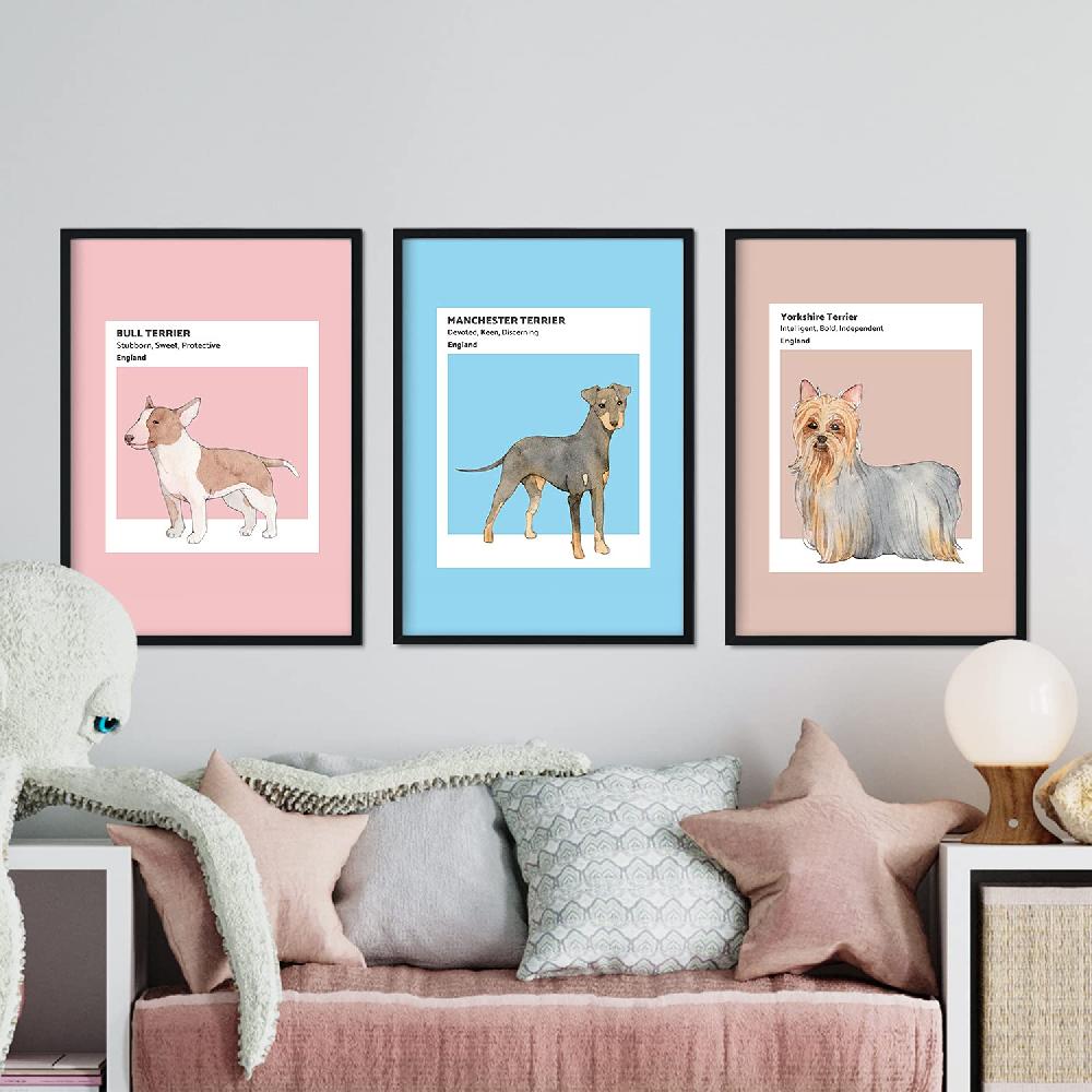 Nacnic Set De Láminas De Razas De Perro En Tonos Pastel De Inglaterra