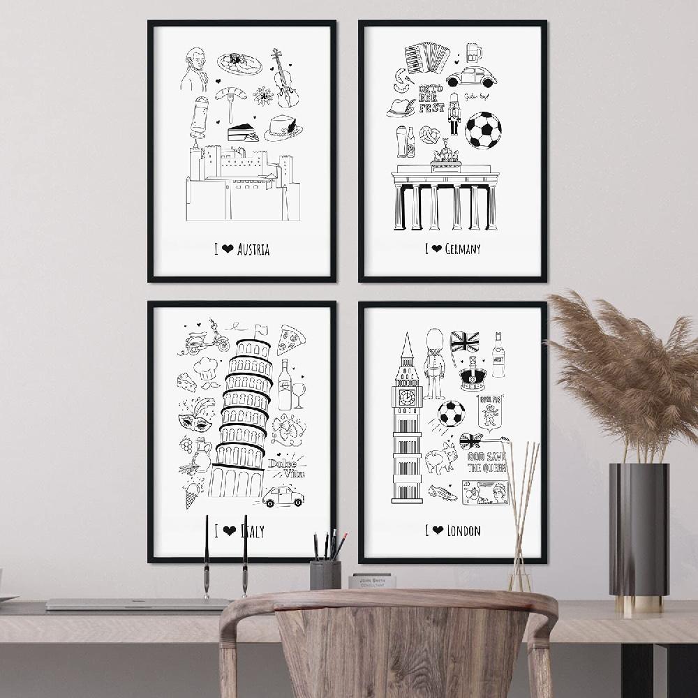 Nacnic Set De Láminas Europa 1 - Pósters De Países Y Ciudades Para Viajeros