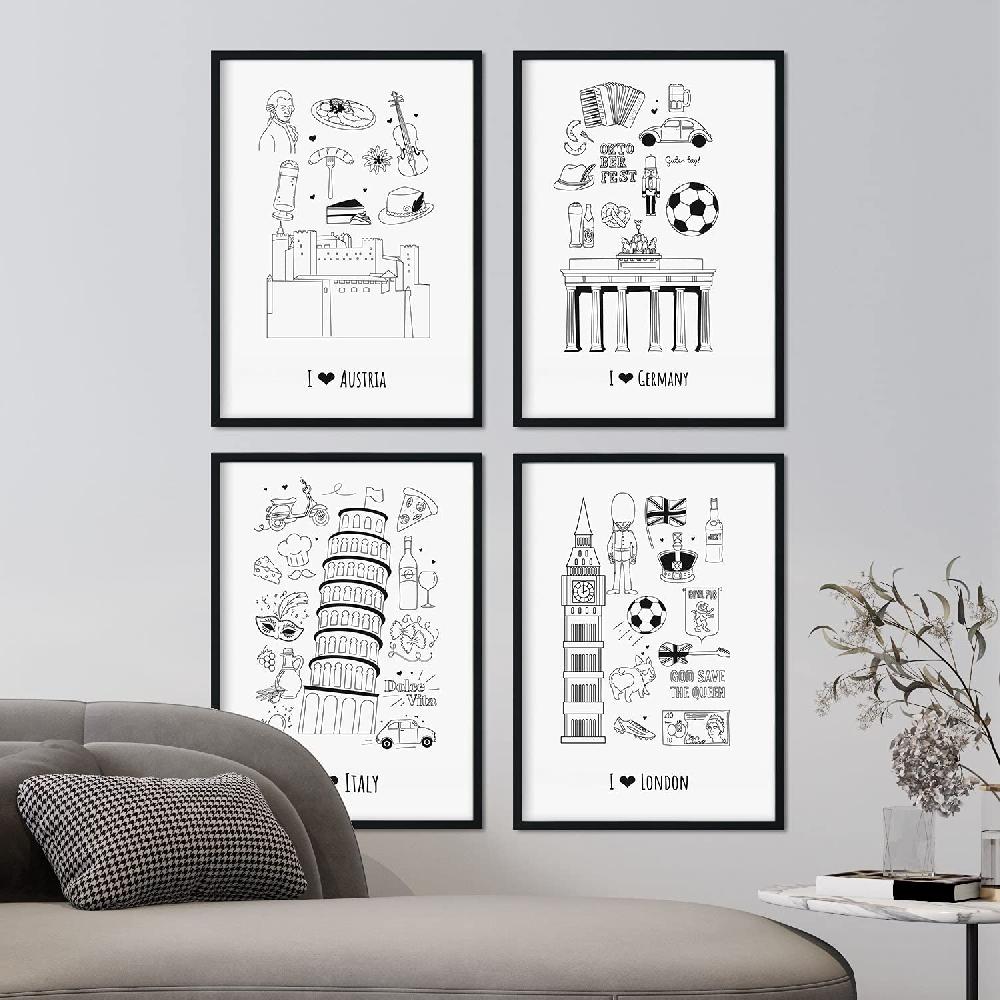 Nacnic Set De Láminas Europa 1 - Pósters De Países Y Ciudades Para Viajeros