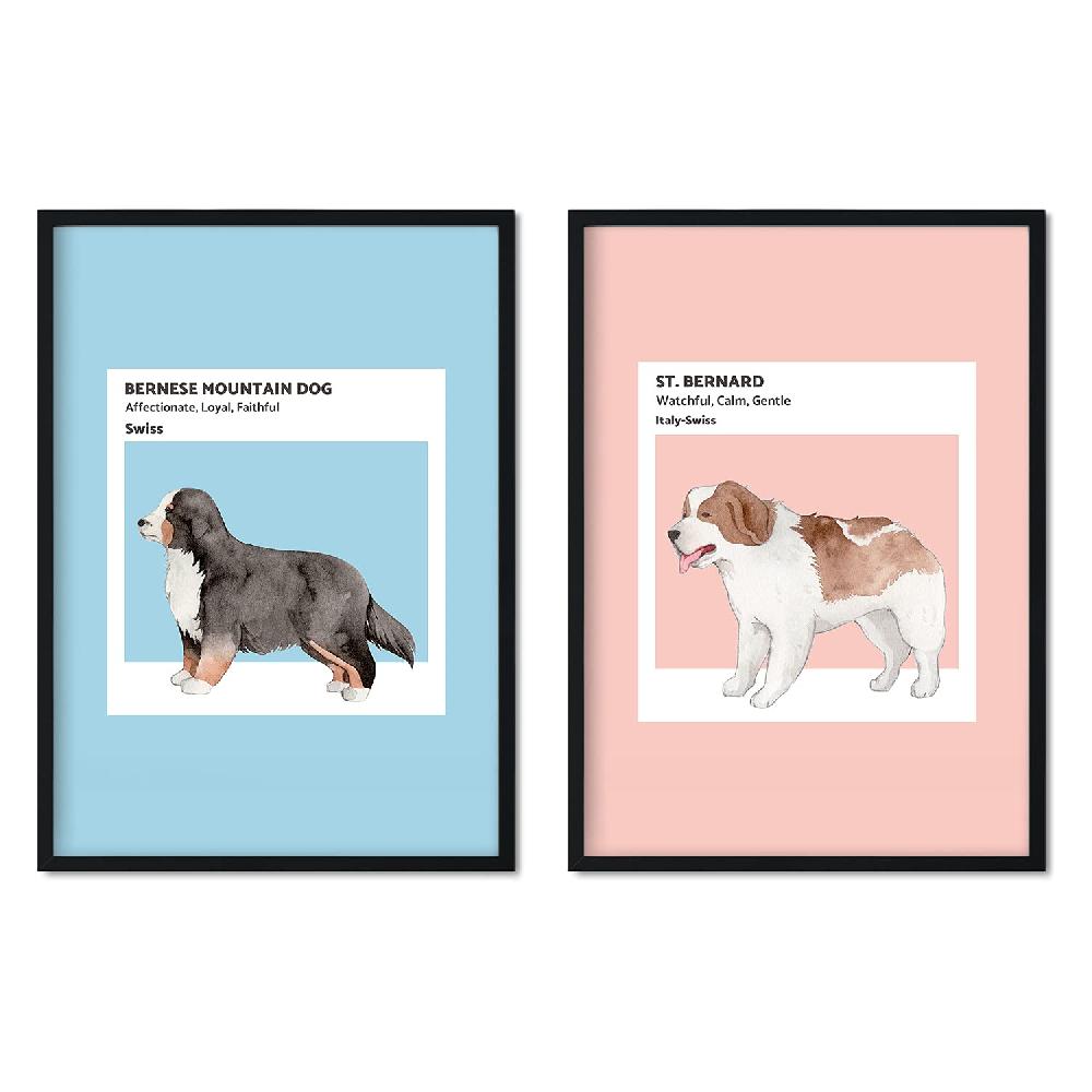 nacnic Set de Láminas Ilustraciones de Perros Suizos en Tonos Pastel