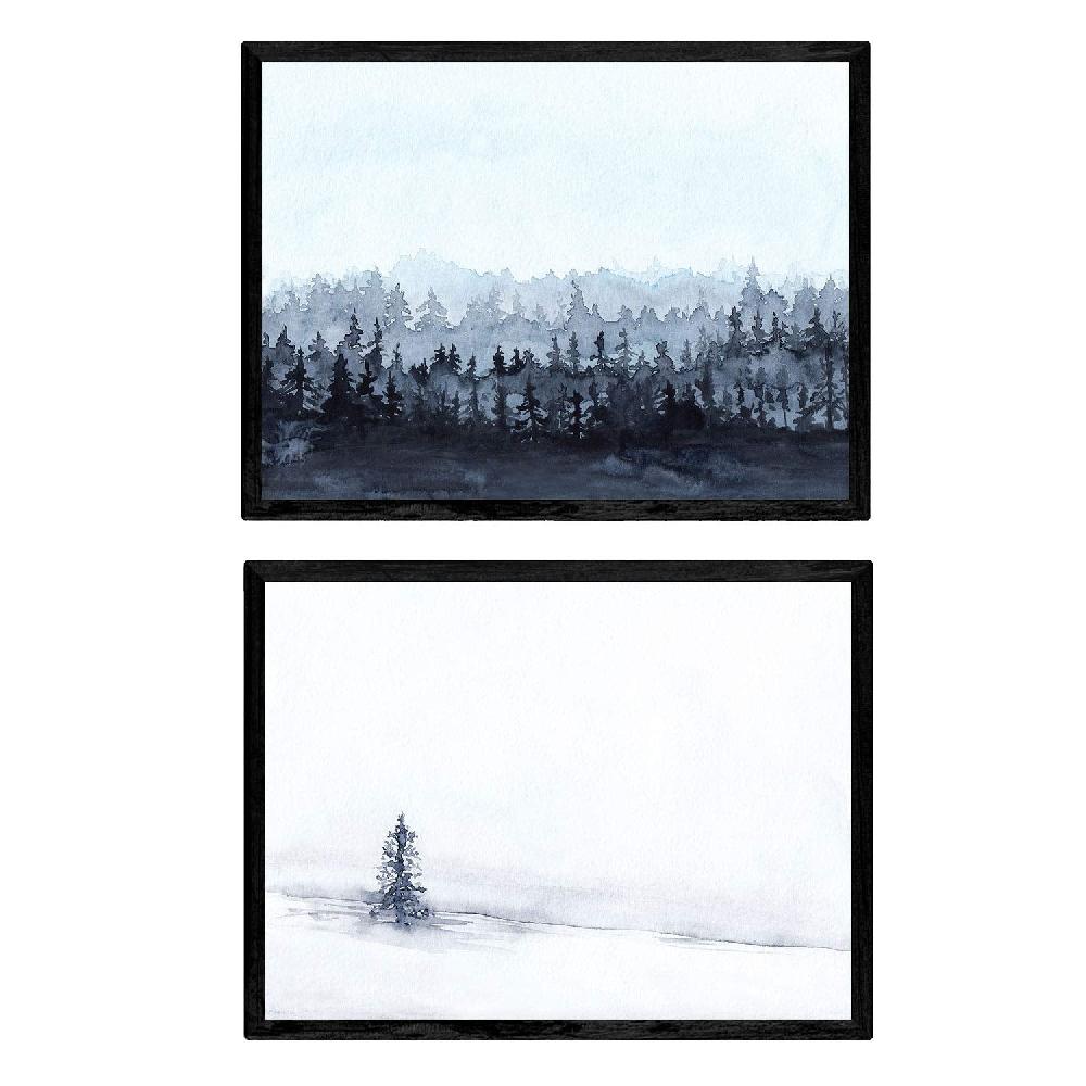 nacnic Set de Láminas Invierno Nórdico Blanco y Negro