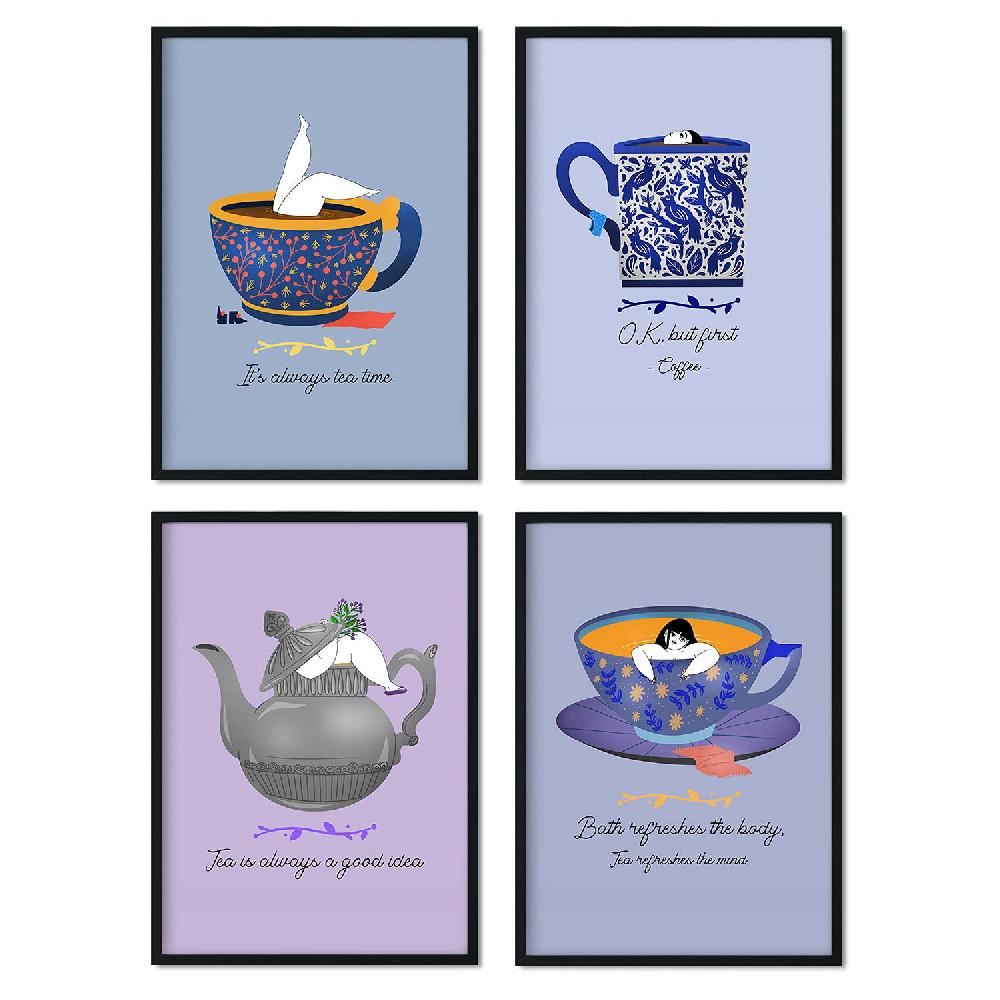 nacnic Set de Láminas Serenidad para Amantes de Té y Café