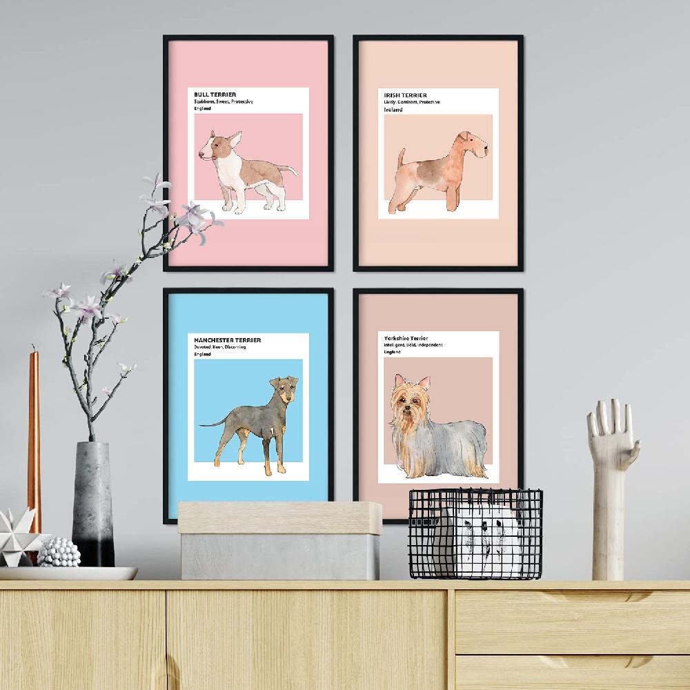 Nacnic Set De Láminas Terrier En Tonos Cálidos Y Pastel