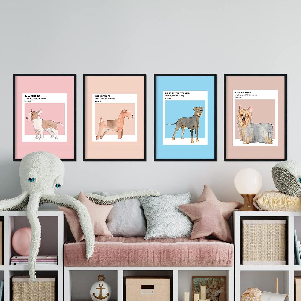 Nacnic Set De Láminas Terrier En Tonos Cálidos Y Pastel