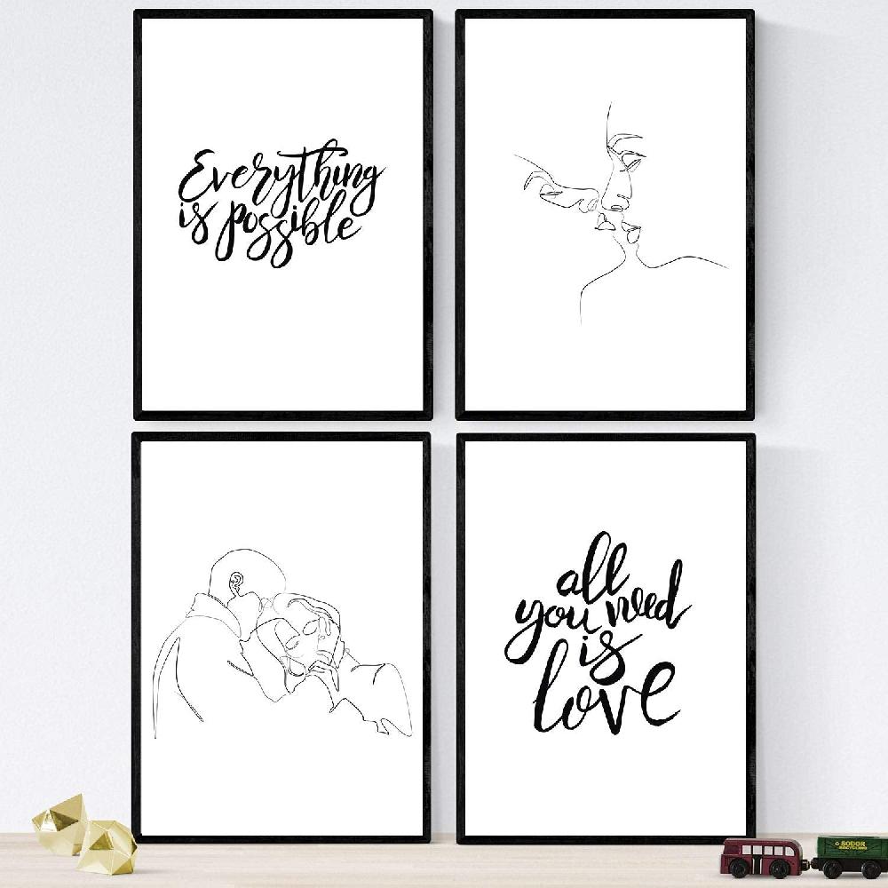 nacnic Set de láminas 'Todo es posible' con mensajes y dibujos a un solo trazo