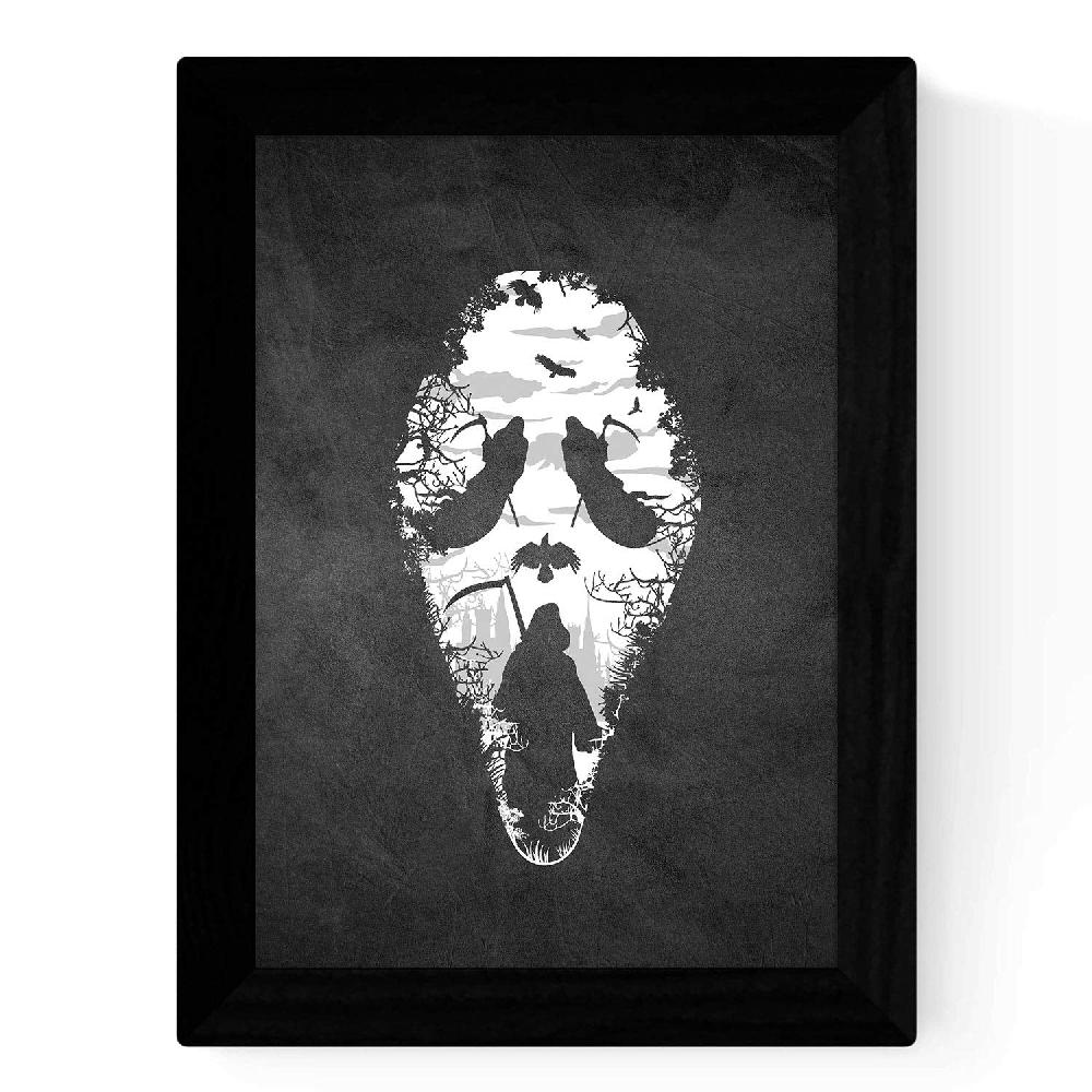 Nacnic Set De Tres Láminas De V De Vendeta Scream Y El Cuervo En Blanco Y Negro Estilo Pizarra