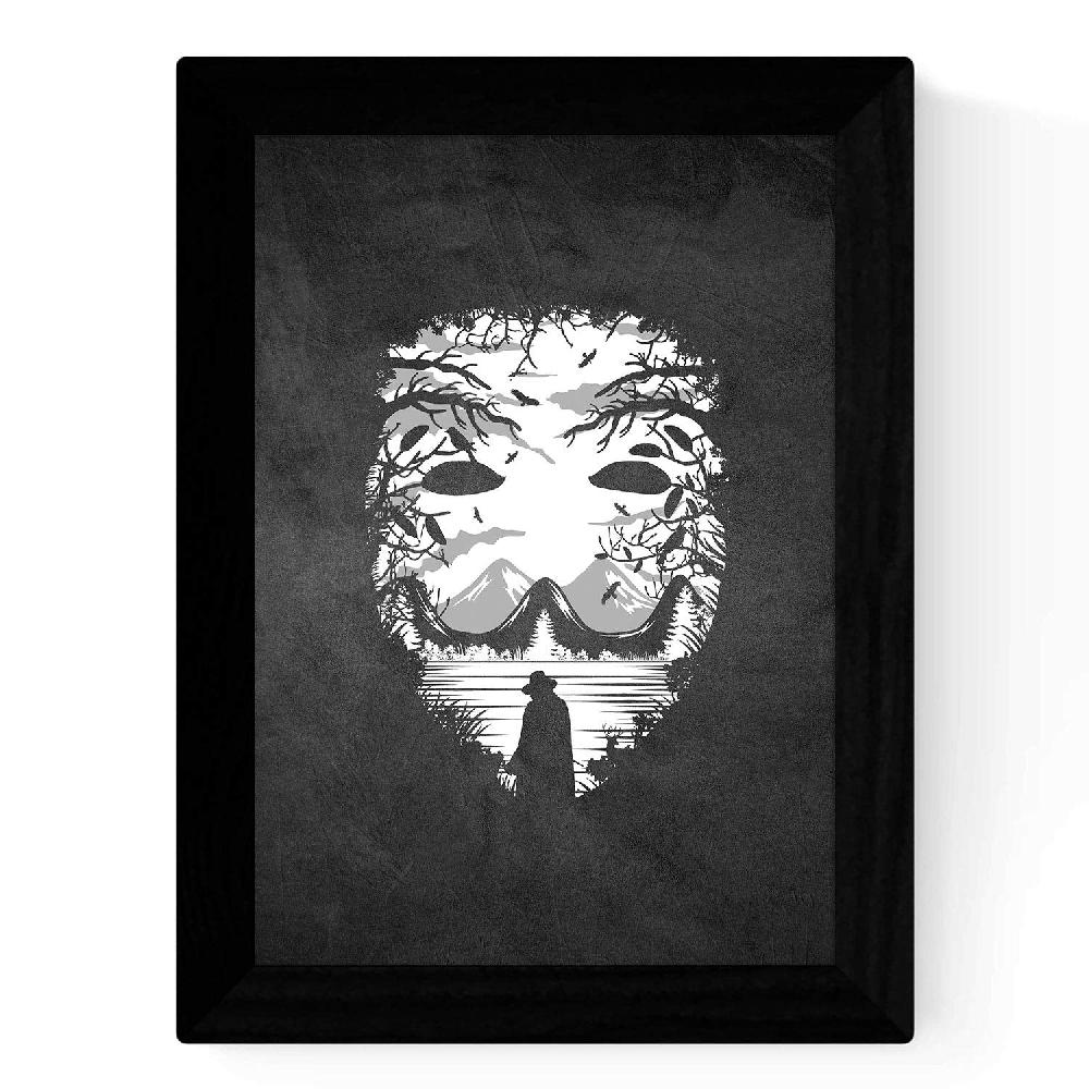 Nacnic Set De Tres Láminas De V De Vendeta Scream Y El Cuervo En Blanco Y Negro Estilo Pizarra