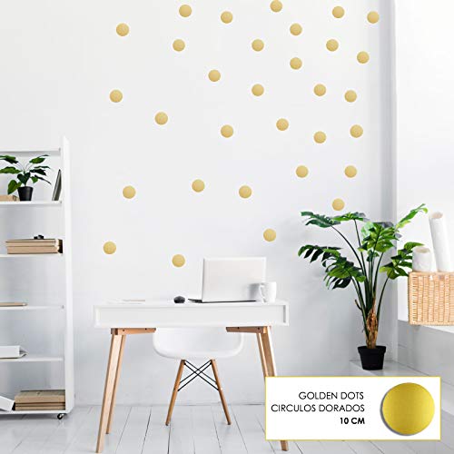 nacnic Set de Vinilos Decorativos de Círculos Dorados Oficina Tienda