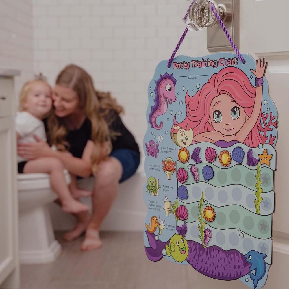 Nacnic Tabla De Entrenamiento Para Ir Al Baño De Sirena Y 35 Calcomanías Reutilizables Tabla De Calcomanías De Entrenamiento Para Ir Al Baño Tabla De Entrenamiento Para Ir Al Baño Para Niñas Pequeñas