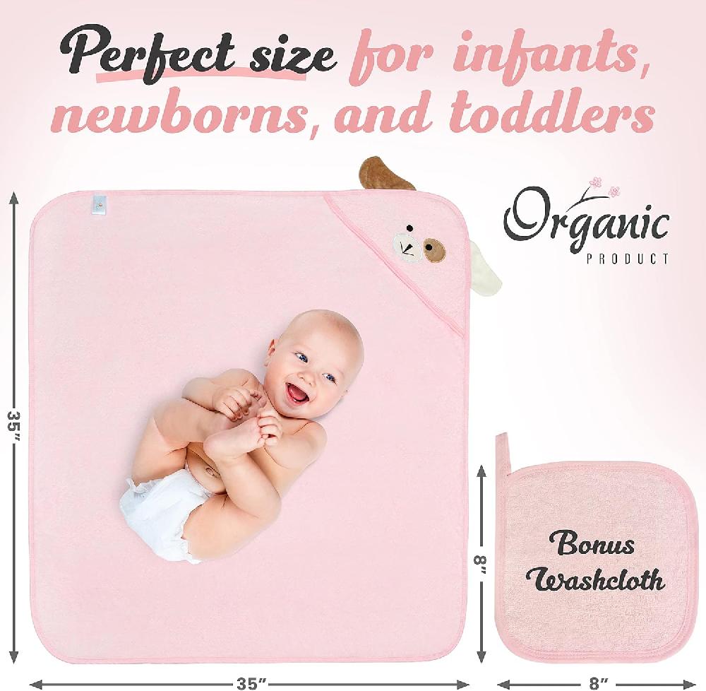 Nacnic Toalla De Baño Con Capucha Para Bebé En Bambú Orgánico Rosa