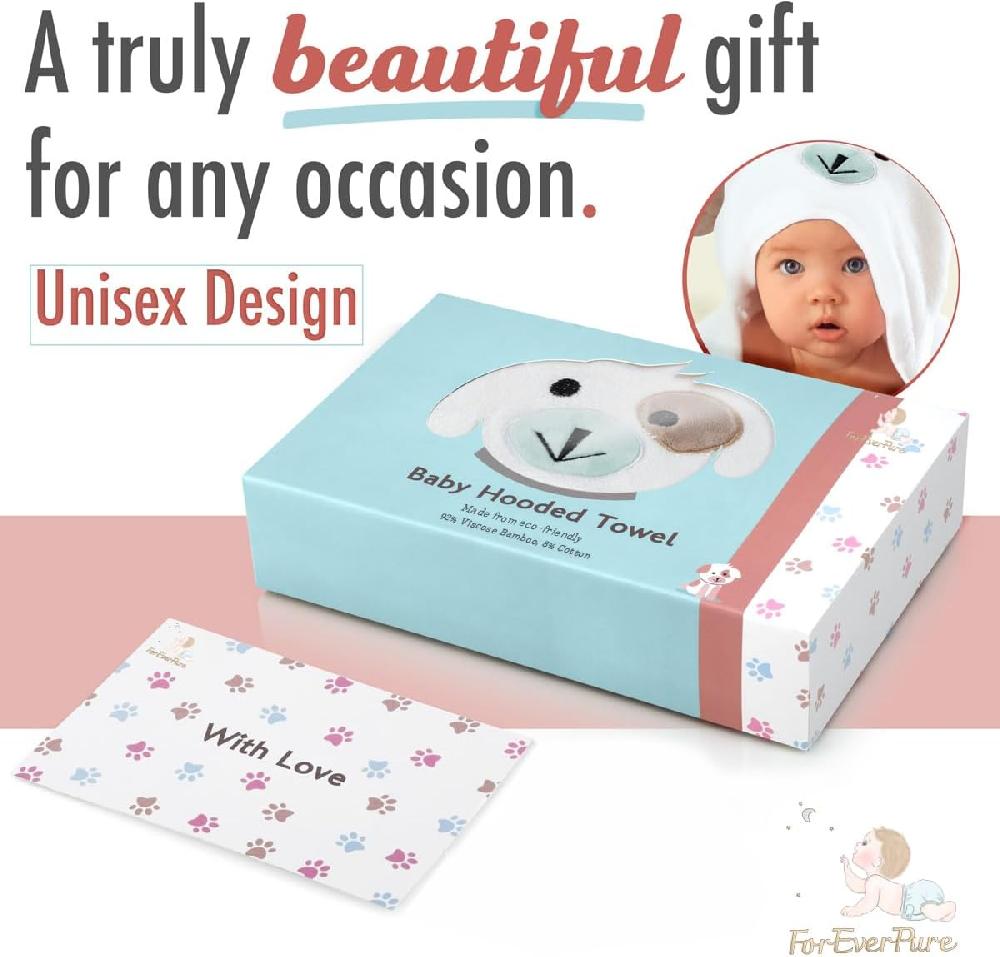 Nacnic Toalla De Bebé Con Capucha De Primera Calidad De Viscosa Hecha De Bambú Súper Absorbente Diseño Para Niña Y Niño. Ultra Suave Color Blanco Extra Grande 35 X 35 Pulgadas