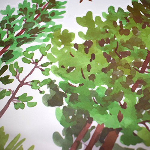 Nacnic Vinilo Decorativo Acuarela De Bosque Para Habitaciones Infantiles - Lámina