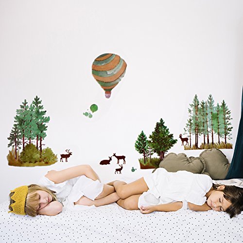 Nacnic Vinilo Decorativo Acuarela De Bosque Para Habitaciones Infantiles - Lámina