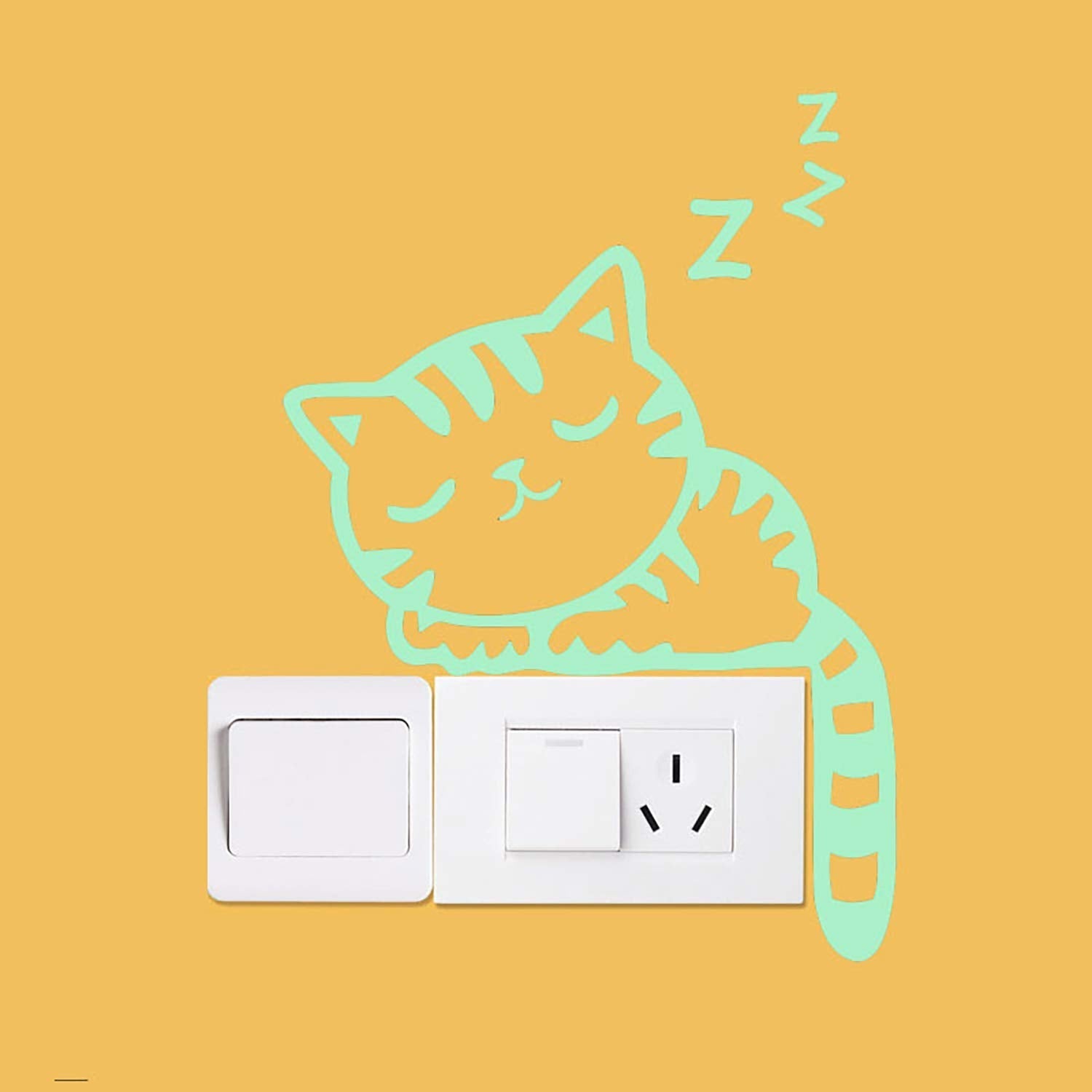 Nacnic Vinilo Decorativo Fluorescente De Gato Durmiendo Para Enchufe O Interruptor