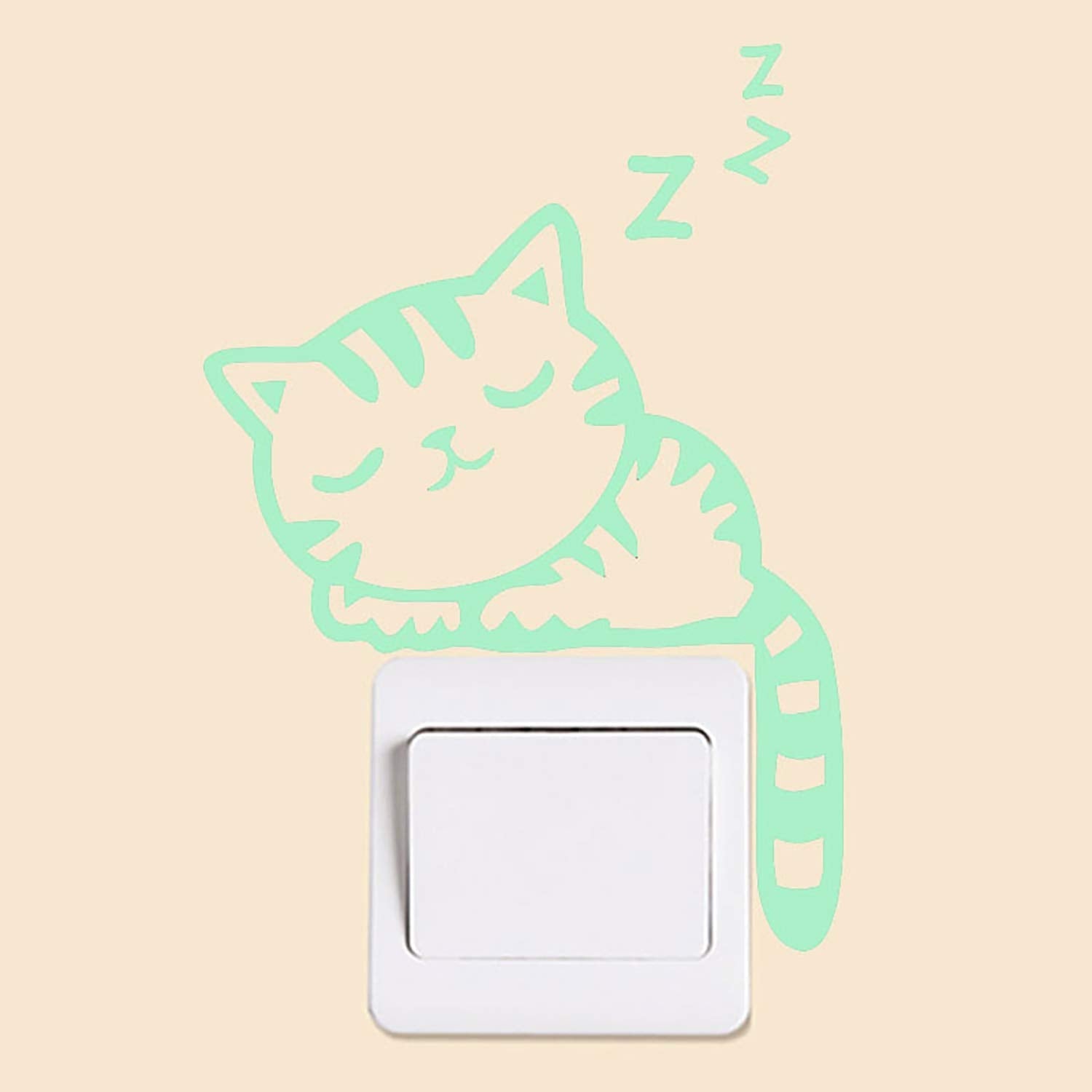 Nacnic Vinilo Decorativo Fluorescente De Gato Durmiendo Para Enchufe O Interruptor