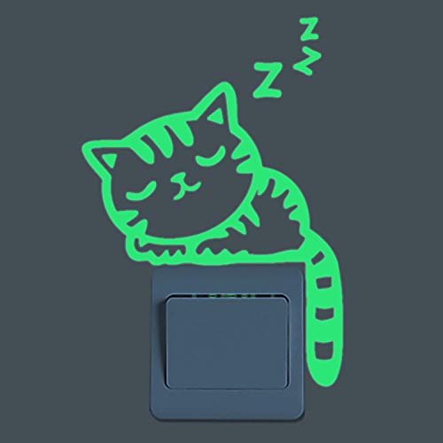 nacnic Vinilo decorativo fluorescente de Gato Durmiendo para enchufe o interruptor