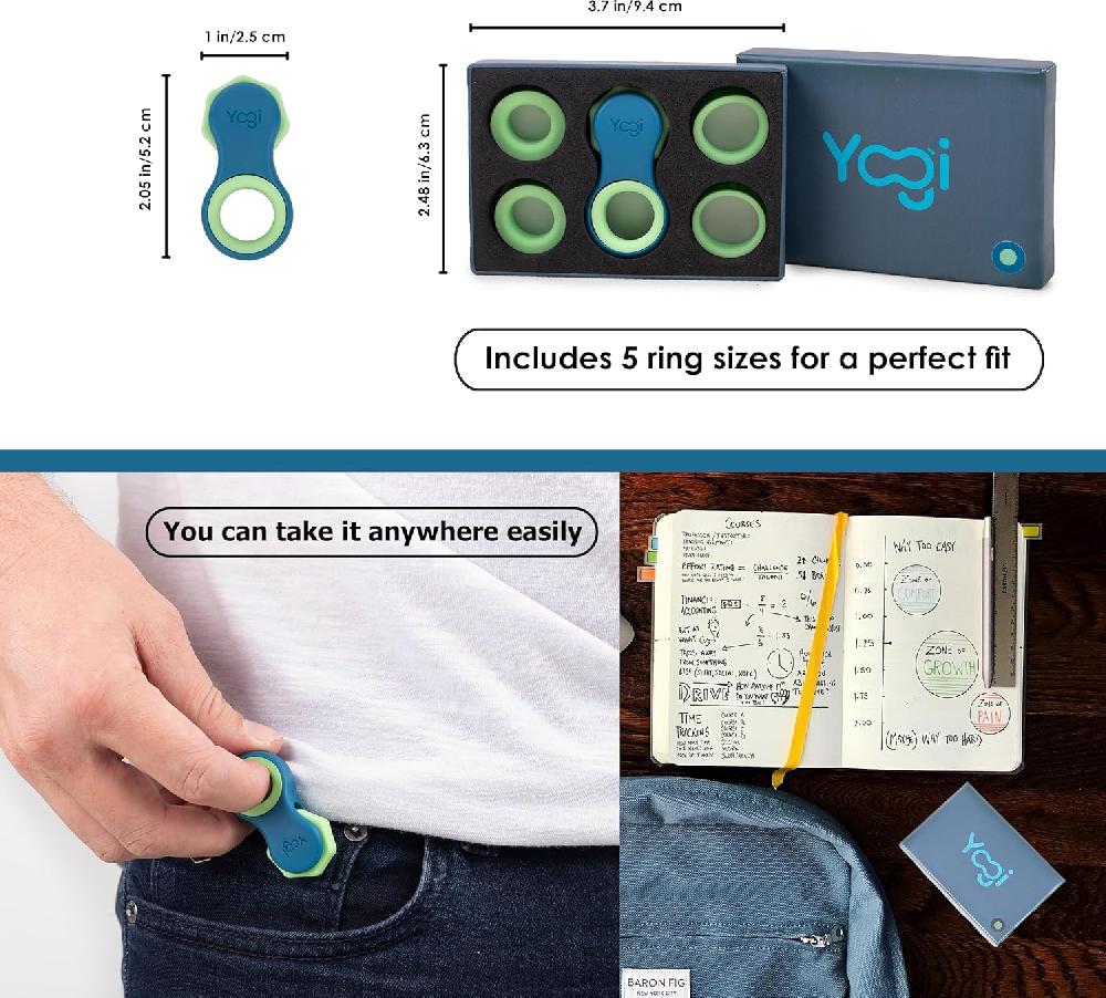 Nacnic Yogi Juguete Antiestrés Hilanderos Para Adultos Alivio De La Ansiedad ADHD Add Y Autismo Juguetes Silenciosos Para Adultos Y Niños Cinco Tamaños De Anillos Paquete De 2