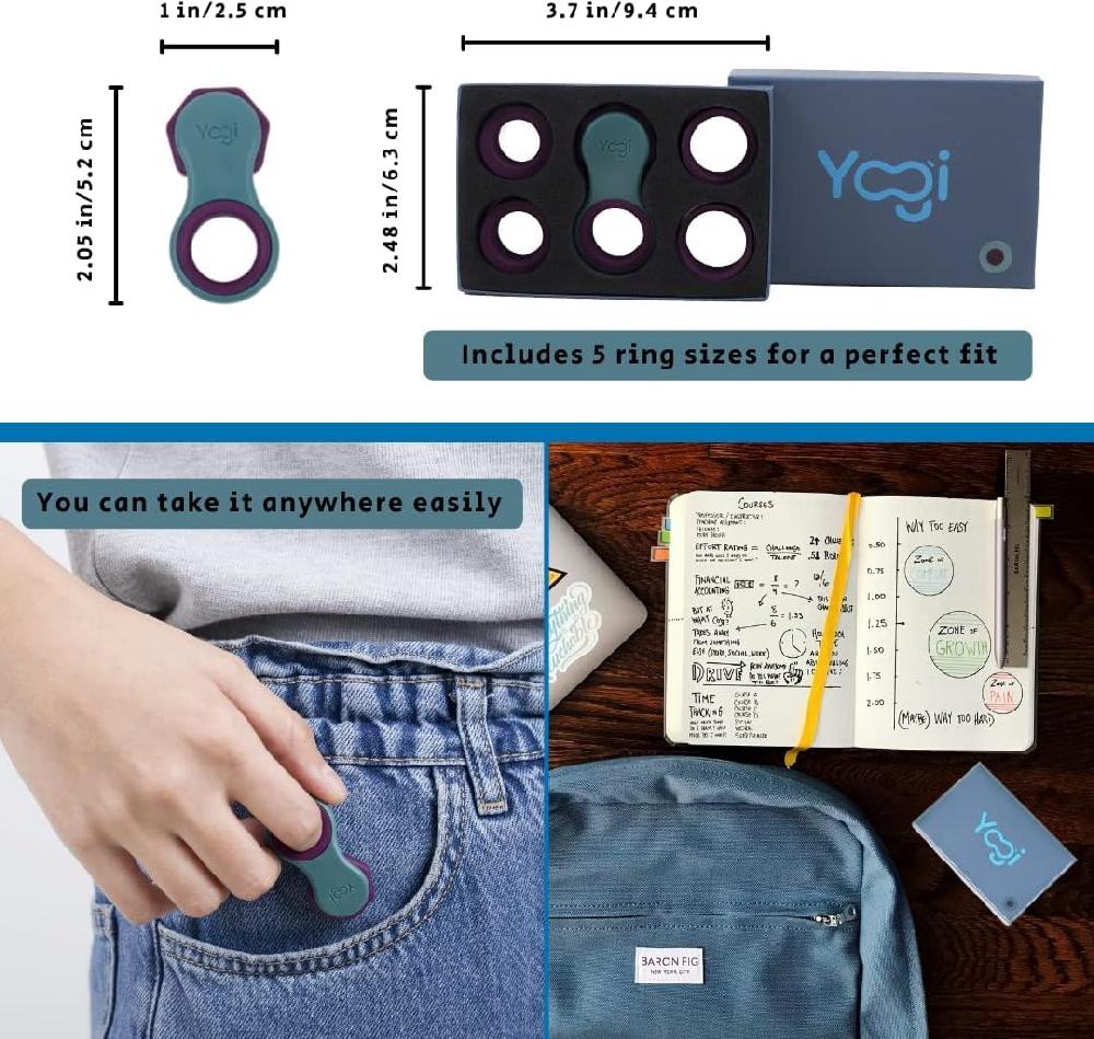 Nacnic Yogi Juguete Antiestrés Hilanderos Para Adultos Alivio De La Ansiedad ADHD Add Y Autismo Juguetes Silenciosos Para Adultos Y Niños Cinco Tamaños De Anillos Paquete De 2