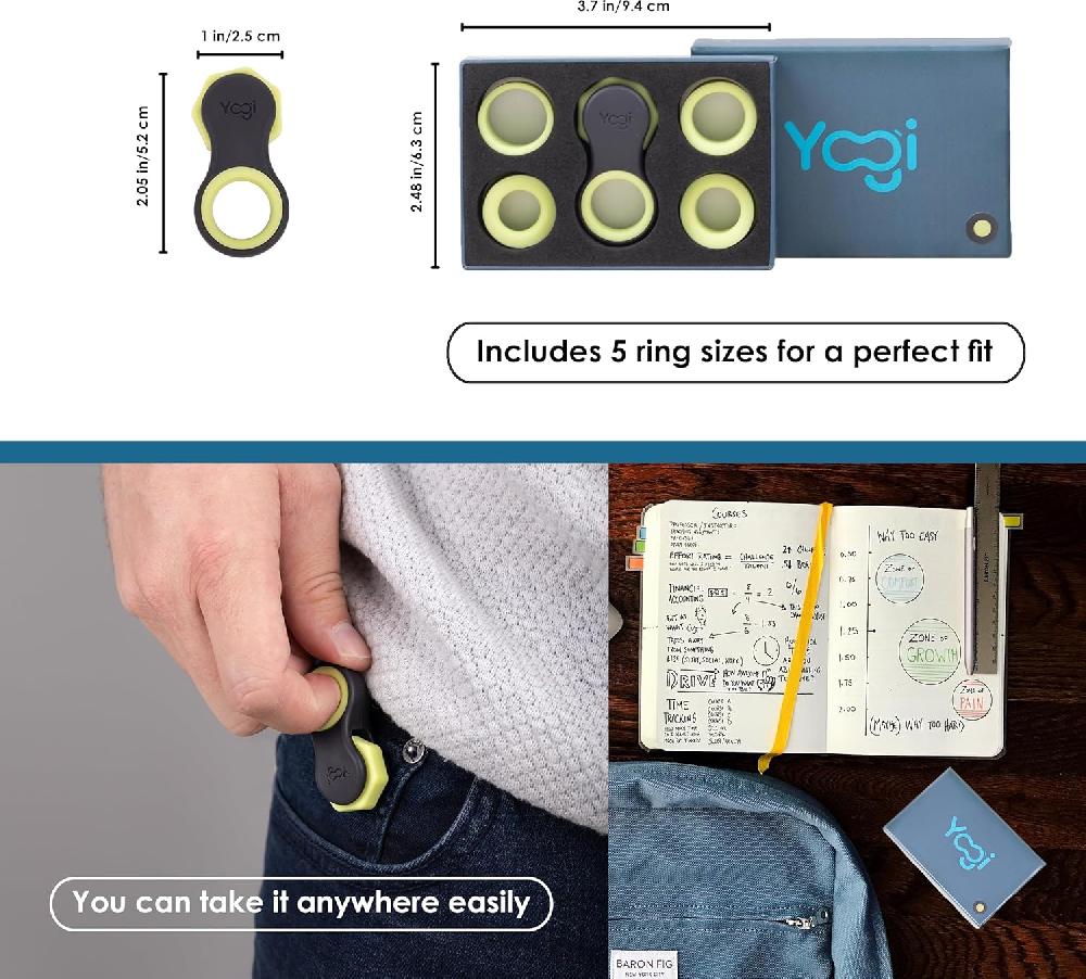 Nacnic Yogi Juguete Antiestrés Hilanderos Para Adultos Alivio De La Ansiedad ADHD Add Y Autismo Juguetes Silenciosos Para Adultos Y Niños Cinco Tamaños De Anillos Paquete De 3