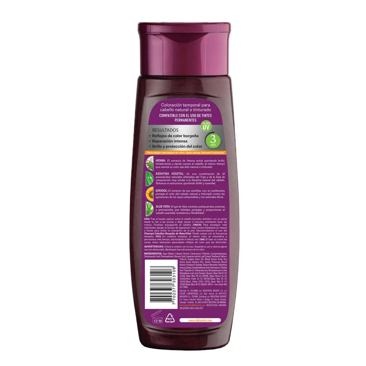 Naturaleza Y Vida Mascarilla Capilar Coloursafe Borgoña X 300 Ml