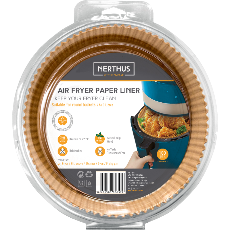 Nerthus Kitchenware Bandeja De Papel Para Freidora De Aire 100 Piezas
