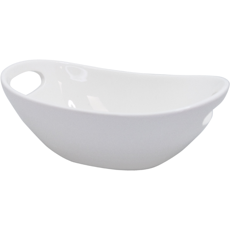 nerthus kitchenware Bol Ovalado de Porcelana con Asas para Snacks Blanco