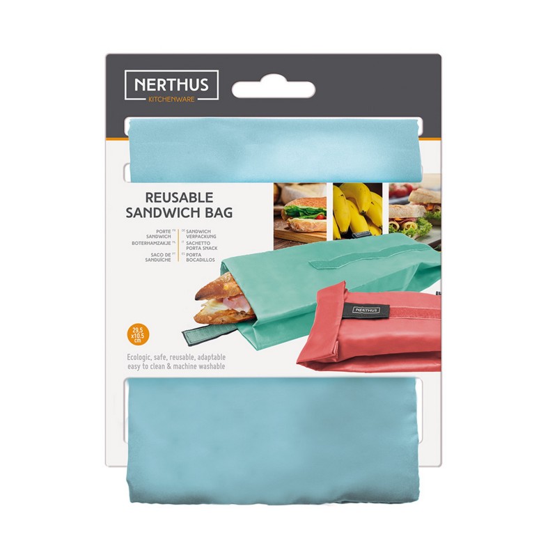 Nerthus Kitchenware Bolsa Reutilizable Para Bocadillo Azul Pastel