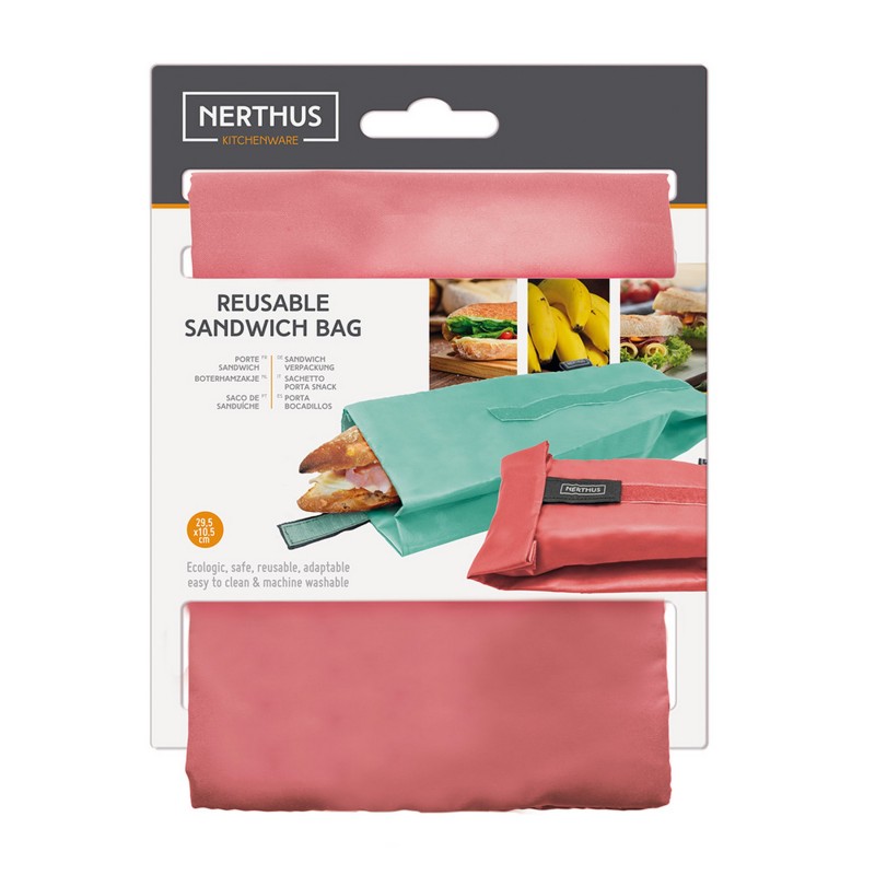 Nerthus Kitchenware Bolsa Reutilizable Para Bocadillo Coral