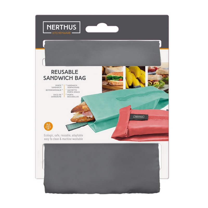 Nerthus Kitchenware Bolsa Reutilizable Para Bocadillo Gris
