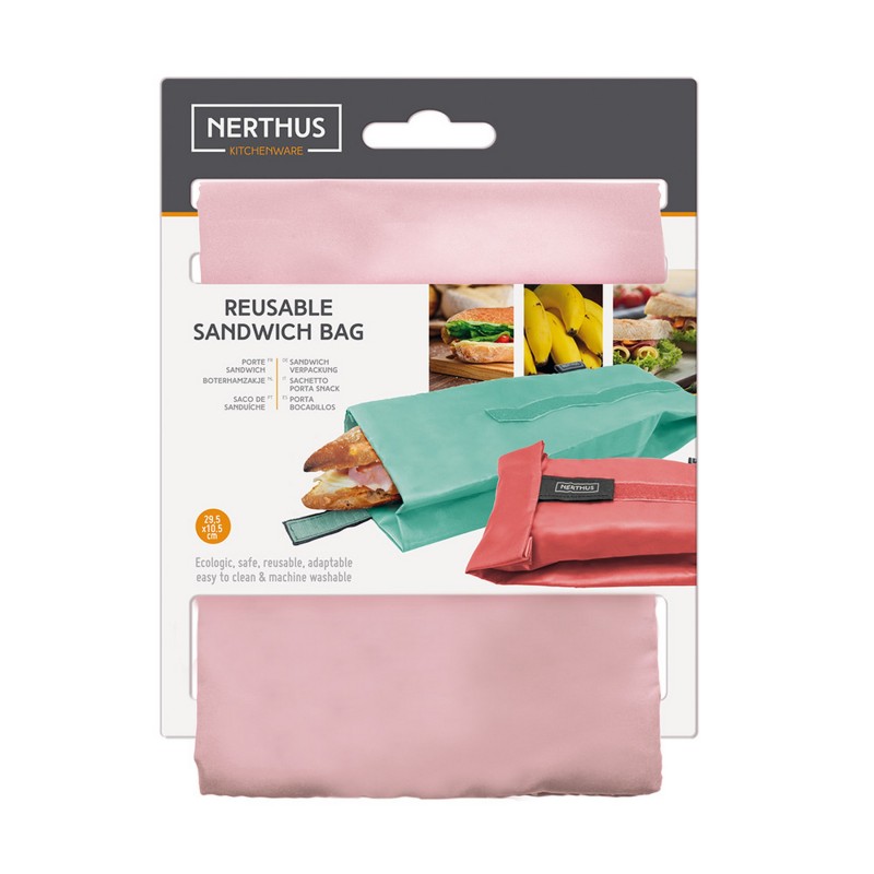Nerthus Kitchenware Bolsa Reutilizable Para Bocadillo Rosa Pastel