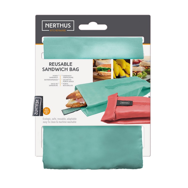 Nerthus Kitchenware Bolsa Reutilizable Para Bocadillo Turquesa