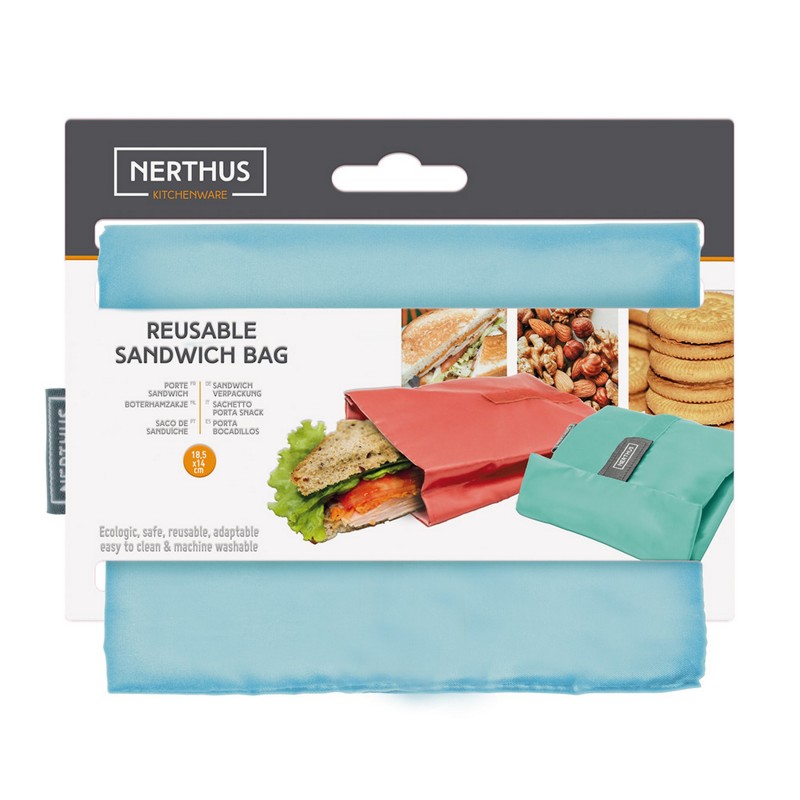 Nerthus Kitchenware Bolsa Reutilizable Para Sandwich Azul Pastel