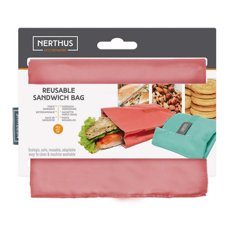 Nerthus Kitchenware Bolsa Reutilizable Para Sandwich Coral