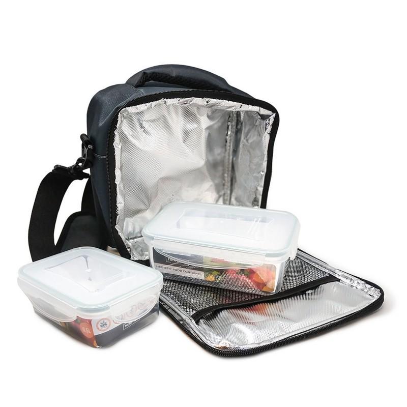 nerthus kitchenware Bolsa térmica gris con 2 herméticos