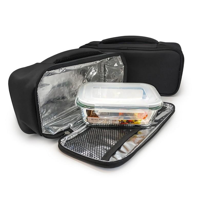 nerthus kitchenware Bolsa térmica negra con 1 hermético de cristal