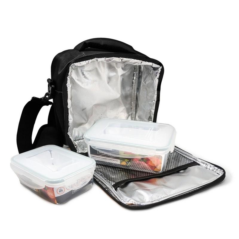 nerthus kitchenware Bolsa térmica negra con 2 herméticos