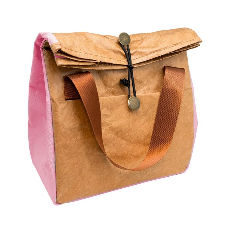 nerthus kitchenware Bolsa termica Porta Alimentos Diseño con Tyvek de estraza y Detalle Color Rosa