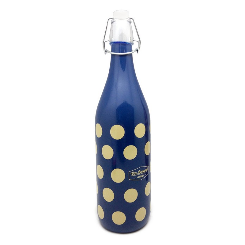 nerthus kitchenware Botella de cristal Vintage azúl