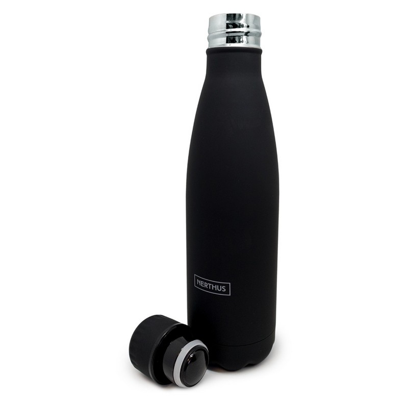 nerthus kitchenware Botella de doble pared de acero inoxidable - 500 ml Negra