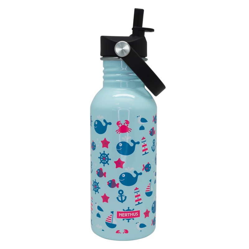 Nerthus Kitchenware Botella Infantil Ballenas 500ml - Aluminio Ultraligero
